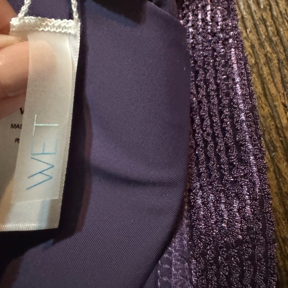 WET  Swimwear Slinky Glitter Halter Swim Top in Eggplant color Size Small NWT - Picture 7 of 8